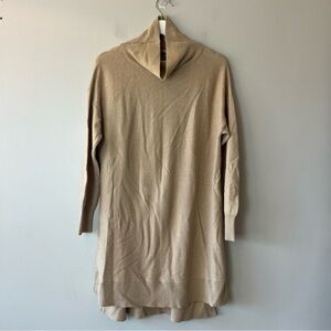 Soft Surroundings Wool Cashmere Tan Long Sleeve Mock Turtleneck Dress Medium